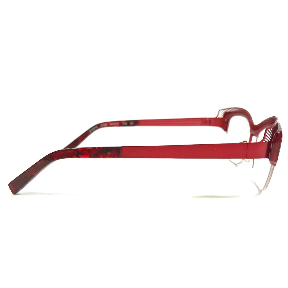 J.F. Rey Eyeglasses Frames JF2574 3035 Red Black Demi Half Rim Cat Eye 54-17-136